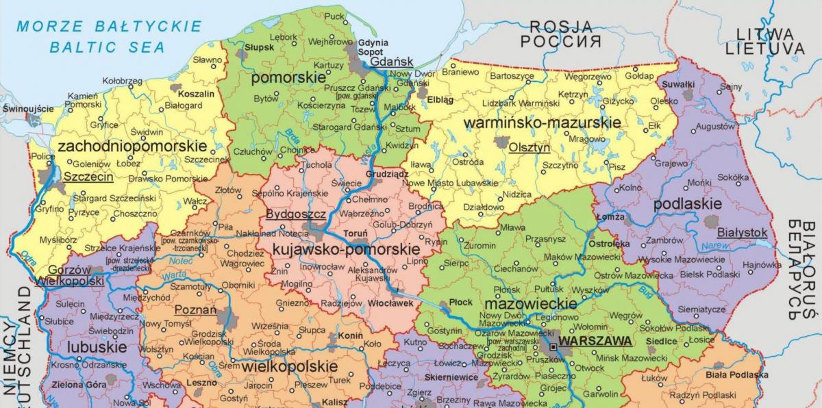 North of Poland map