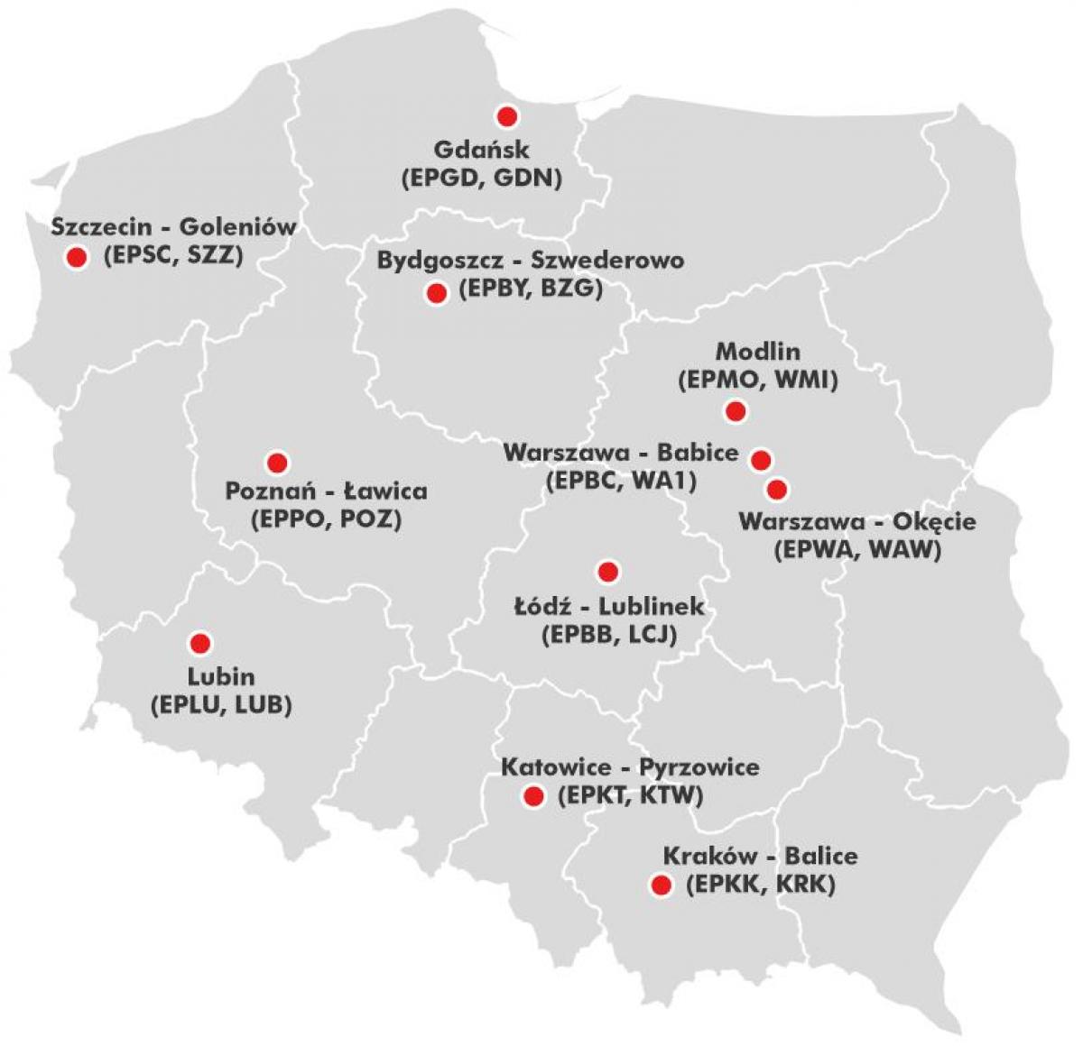 Map of Poland airports