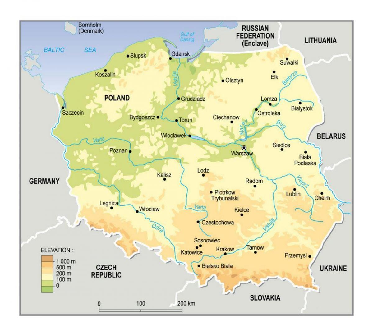 Poland altitude map