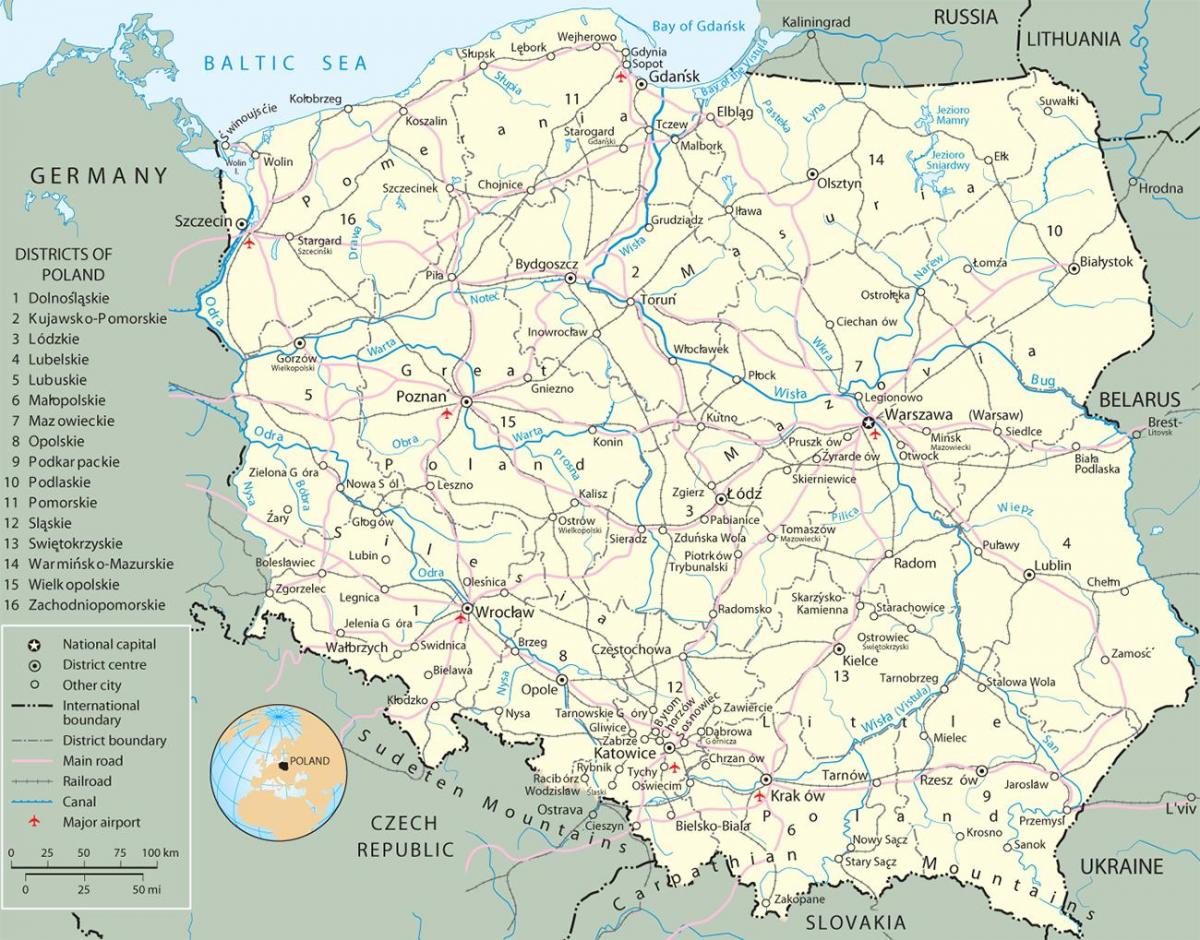 Map of the country Poland