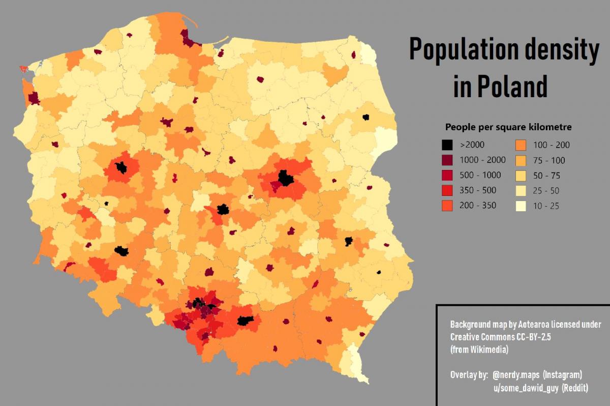 Poland density map