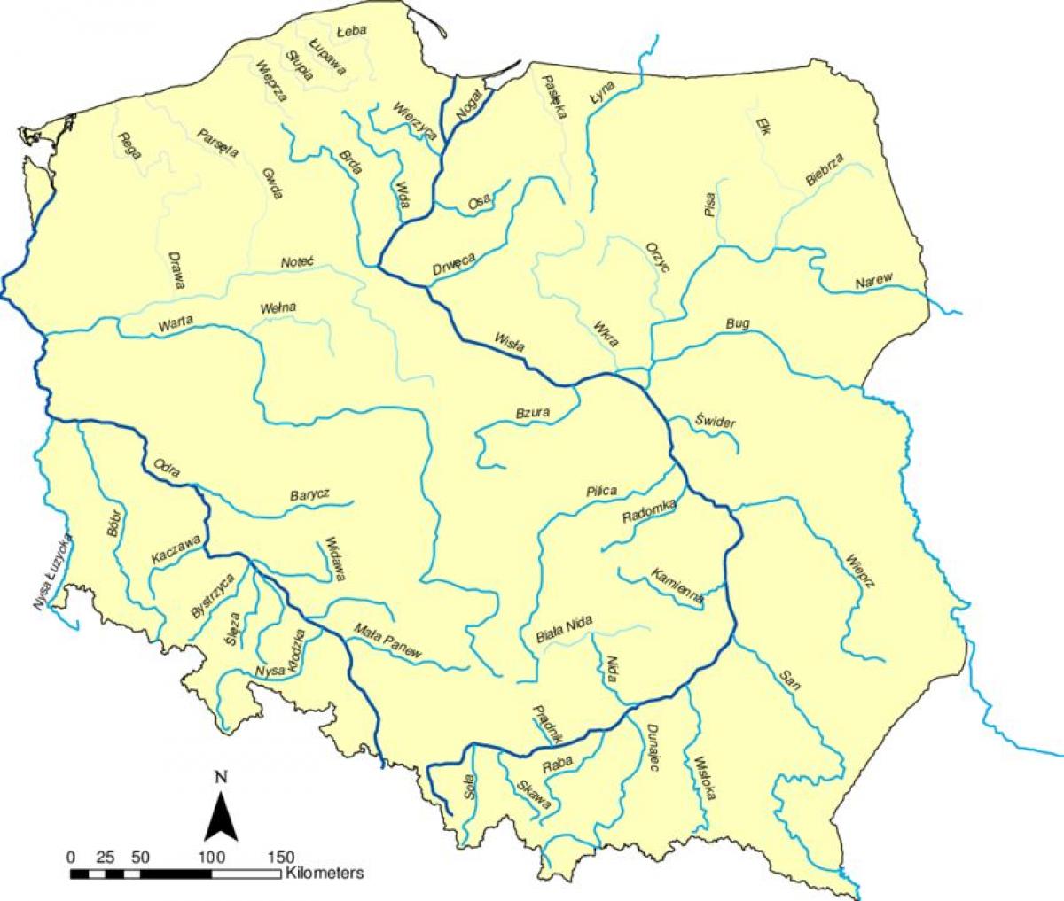 Rivers in Poland map