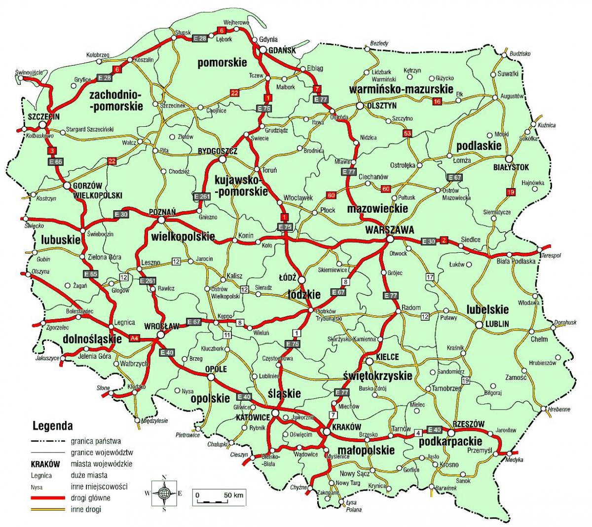 Driving map of Poland